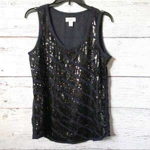 EUC Loft Navy Blue Sequined Dressy Tank